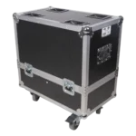 ProX ATA style flight case for dual QSC K10 speakers, side profile showing protective construction