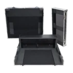 ProX ATA flight case for Yamaha DM7 digital mixer showing doghouse compartment detail with secure latching mechanism