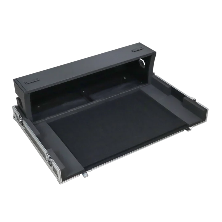 ProX ATA flight case for Yamaha DM7 expansion console with doghouse compartment and caster wheels