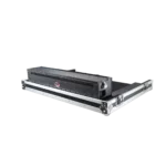ProX ATA flight case for Yamaha TF5 digital mixer showing doghouse compartment and caster wheels side view