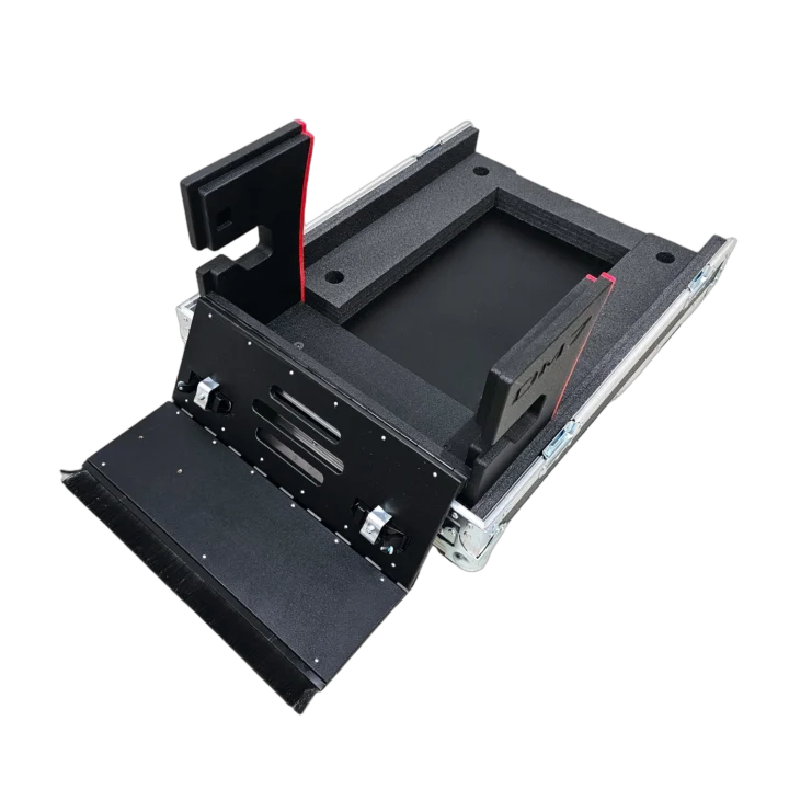 ProX ATA Pro flight case for Yamaha DM7C mixer with corner wheels and dog house latches detail view