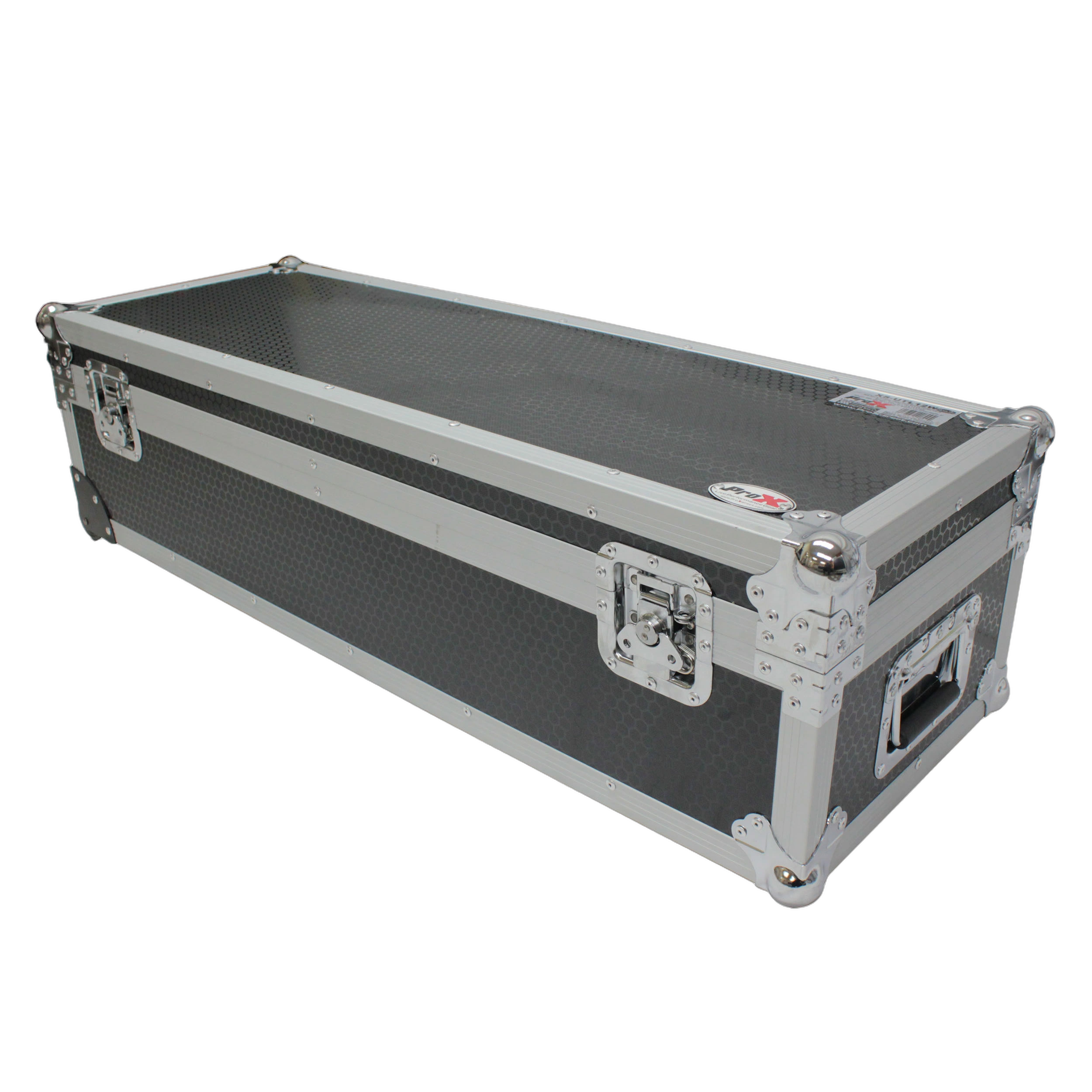 ProX ATA Utility Flight Case with Wheels Side View ProX ATA utility flight case with low profile wheels, side profile showing depth and handle