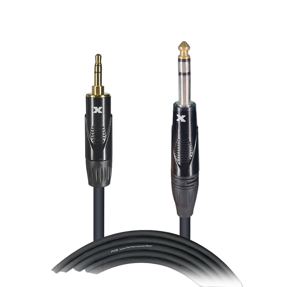 ProX 5ft 3.5mm TRS to 1/4 Inch Audio Cable ProX 5 foot audio cable with 3.5mm TRS and 1/4 inch TRS connectors on white background