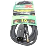 ProX 10 foot audio cable with 1/4 inch TS and XLR-M connectors, close-up connector view