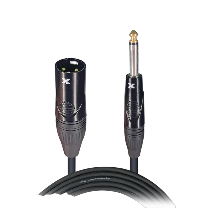 ProX 5 foot audio cable with 1/4 inch TS and XLR-M connectors, unbalanced connection