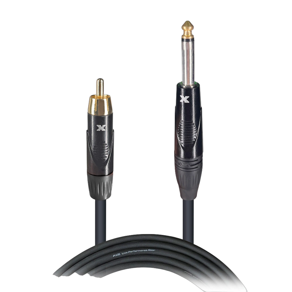 ProX 10 ft. Audio Cable RCA to 1/4 Inch Mono ProX 10 foot audio cable with RCA male and 1/4 inch male mono connectors