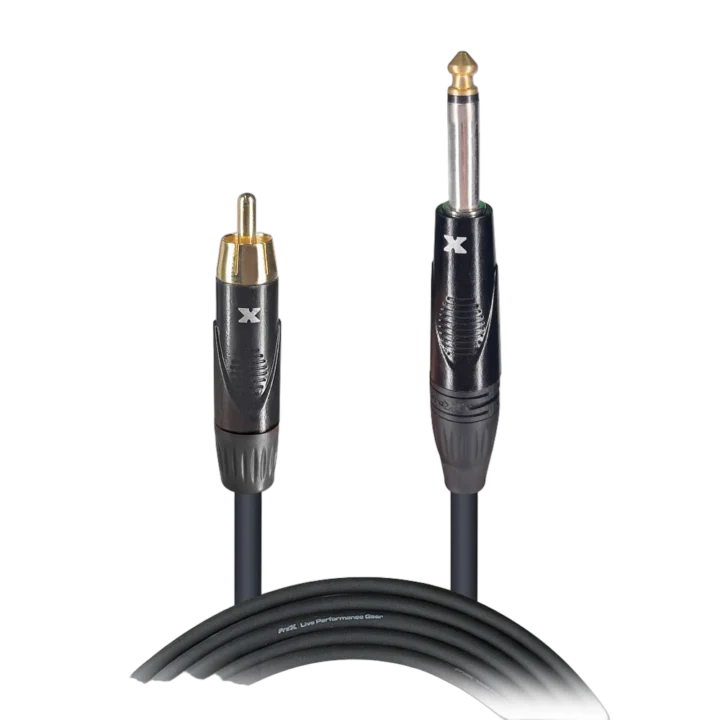 ProX 3 foot audio cable with RCA male connector and 1/4 inch male mono jack