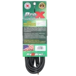 ProX balanced audio cable showing 1/4 inch TRS to XLR-F connector detail and construction
