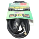 ProX 10 foot balanced audio cable with 1/4 inch TRS and XLR-F connectors detail view