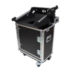 ProX Behringer Wing Compact flip-ready flight case with hydraulic lifting mechanism and wheels, side profile
