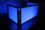 ProX 6 foot foldable tabletop DJ facade with four panels, dimensional specifications and measurements diagram
