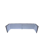 ProX black frame foldable DJ facade tabletop booth with black and white scrims displayed in application setup