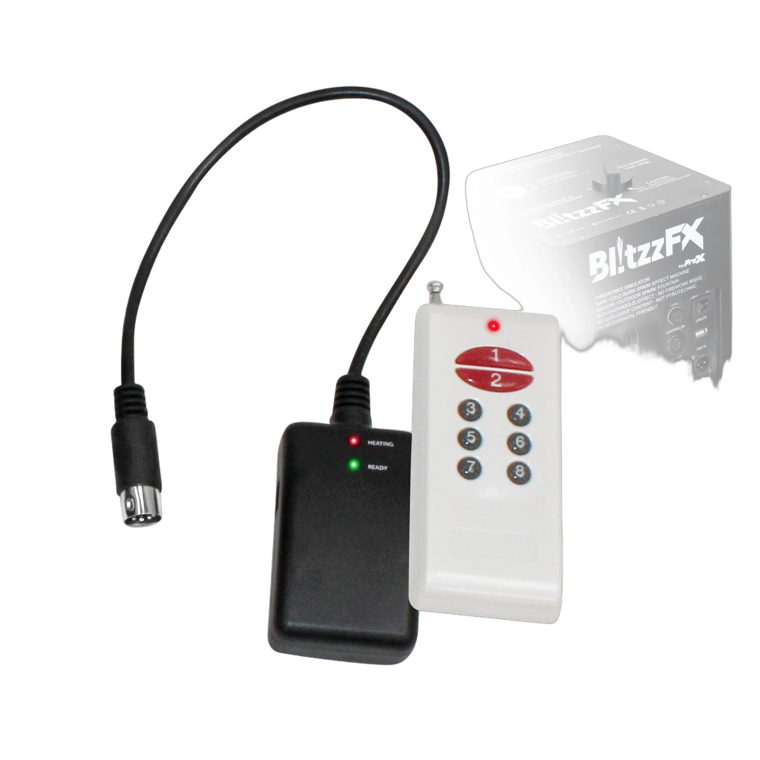 ProX Blitzz Cold Spark Remote and Receiver Wireless Control ProX Blitzz wireless remote and receiver unit for cold spark machine control and operation