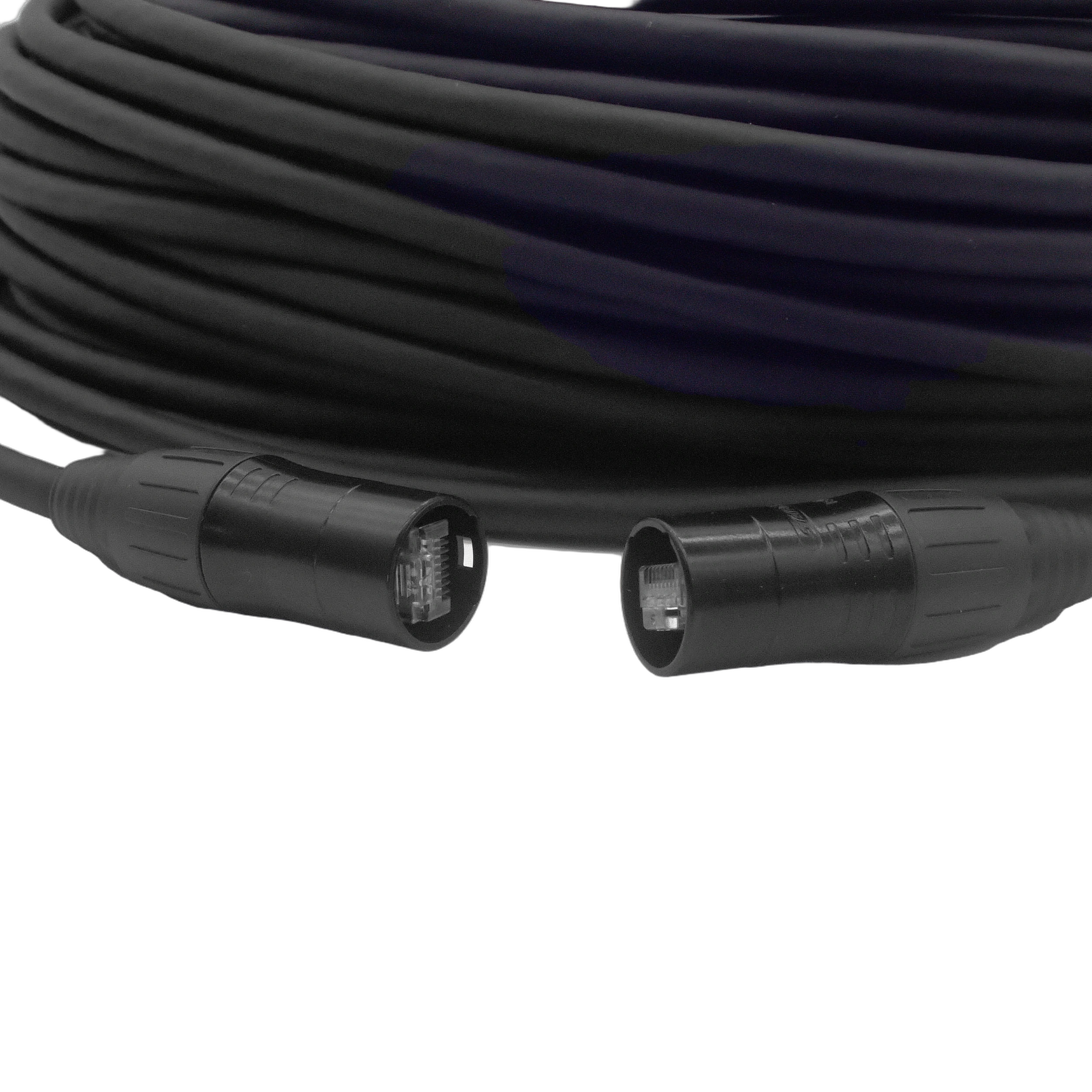ProX Cat6 Shielded Ethernet Cable RJ45 Connectors Detail ProX Cat6 shielded ethernet cable with RJ45 connectors, close-up detail view of connector and cable construction