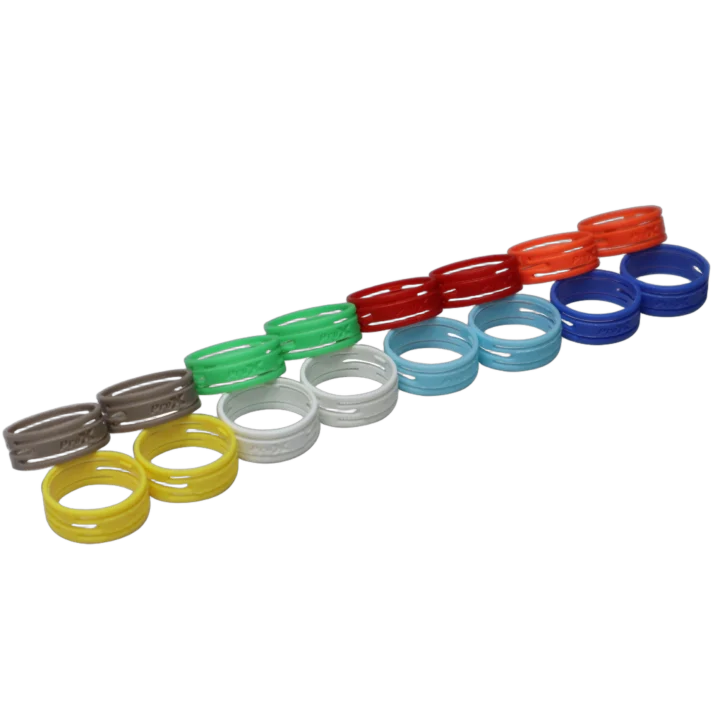 ProX color-coding ID rings for XLR cables, six-pack assorted colors displayed