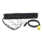 ProX Connection System Light 2U rear panel showing power, LTC, DMX, Ethernet, and USB ports