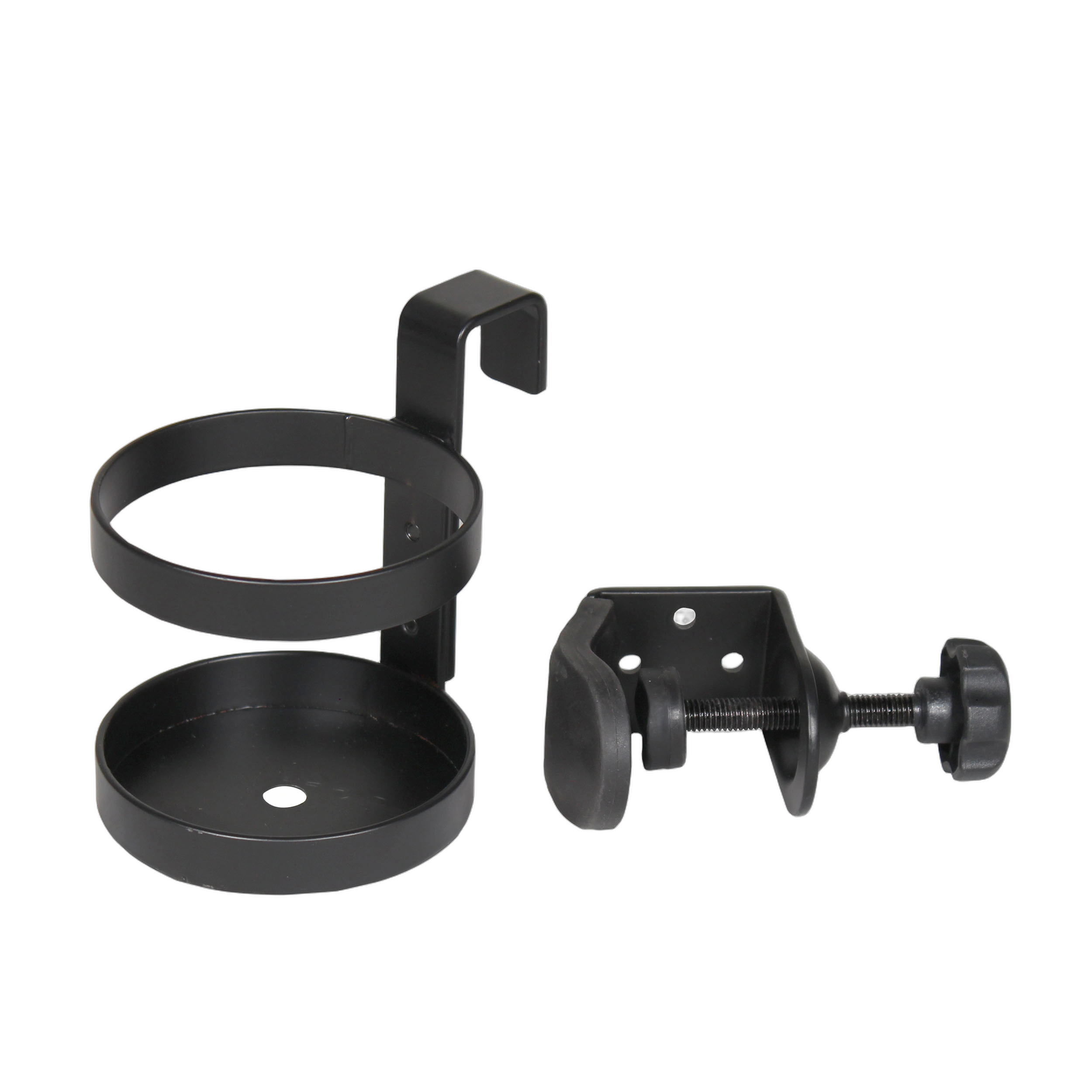 ProX Cup Holder Mic Stand Accessory Side View ProX cup holder mounted on microphone stand showing side profile and grip mechanism