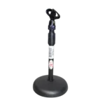 ProX desktop microphone stand with six inch round base shown from rear angle view