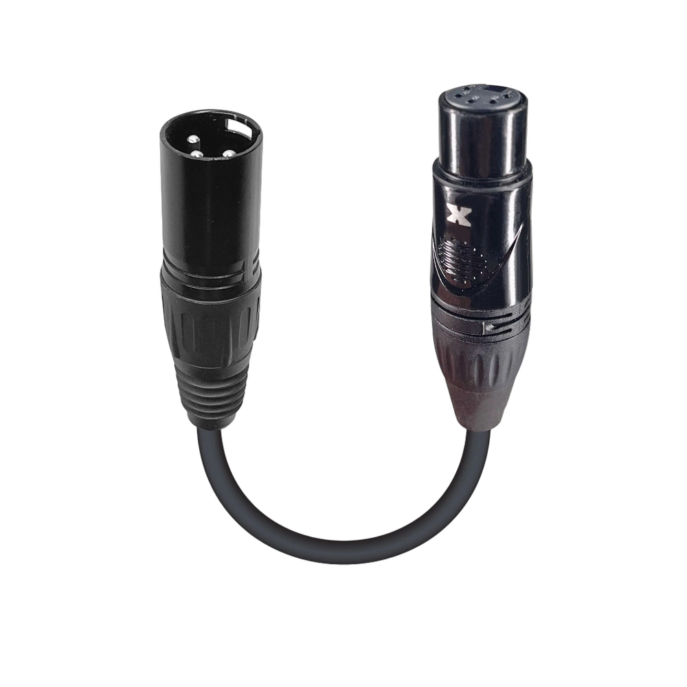 ProX 6 Inch DMX Adapter Cable 3-Pin to 5-Pin XLR ProX DMX adapter cable with 3-pin XLR male connector and 5-pin XLR female connector, 6 inch length