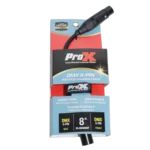 ProX DMX adapter cable showing 5-pin XLR male connector and 3-pin XLR female connector detail