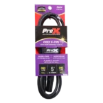 ProX 5-pin DMX cable showing gold-plated connector terminals and professional-grade construction