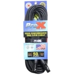 ProX 50 foot DMX cable with 3-pin XLR connectors showing cable construction and connector detail