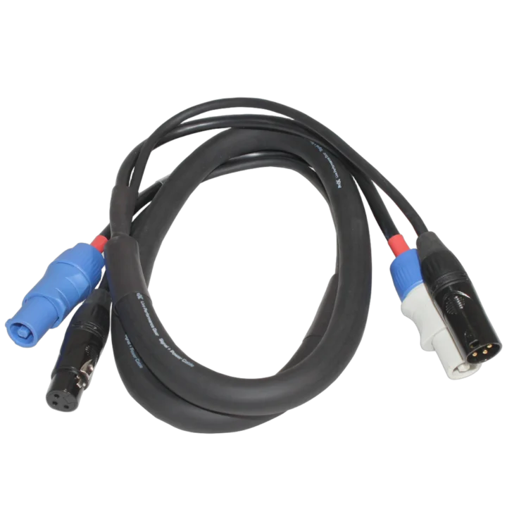 ProX 10 foot DMX cable with PowerCON and XLR connectors, professional audio jumper cable