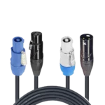 ProX 6 foot DMX cable with PowerCON and XLR connectors, front view