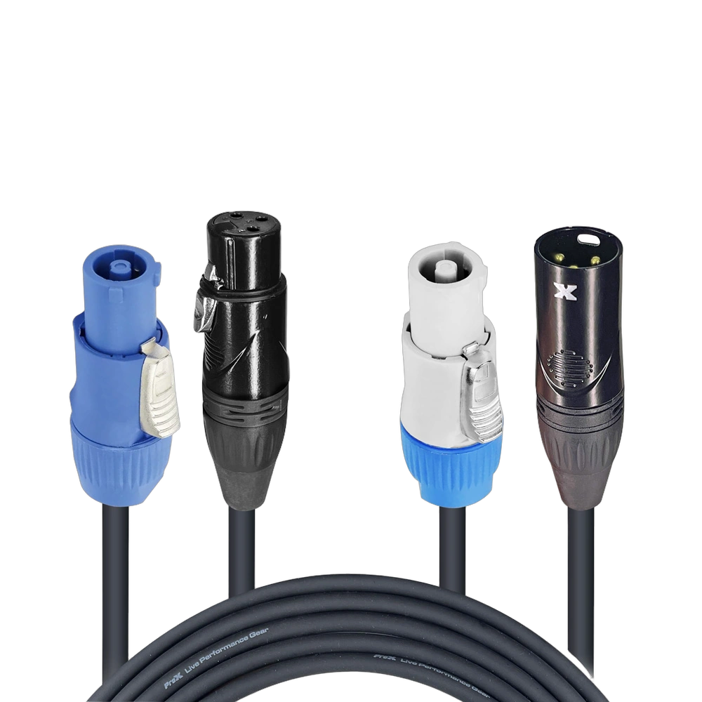 ProX 6 ft DMX Cable PowerCON XLR ProX 6 foot DMX cable with PowerCON and XLR connectors, front view