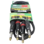 ProX 5 ft dual-channel patch cable with 1/4 inch mono connectors, coiled secondary view