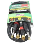 ProX dual-channel patch cable showing 1/4 inch TS mono and RCA male connectors detail