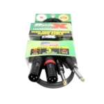 ProX dual-channel patch cable showing 1/4 inch TS and XLR male connectors with cable length detail