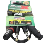 ProX 3 ft dual-channel patch cable with 1/4 inch TRS and XLR female connectors detail view