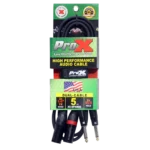 ProX dual-channel patch cable showing 1/4 inch TS and XLR male connectors in detail view