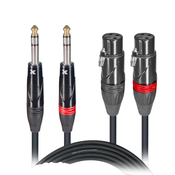 ProX 10 ft dual-channel patch cable with 1/4 inch TRS to XLR female connectors