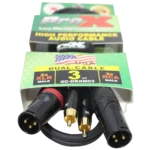 ProX 3 ft dual-channel patch cable with RCA male and XLR male connectors detail view