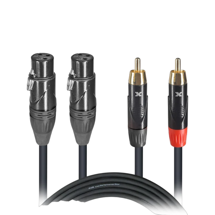 ProX 3 foot dual-channel patch cable with RCA male and XLR female connectors