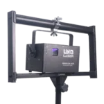 ProX dual laser DJ lighting mount bracket attached to speaker stand pipe connector
