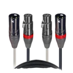 ProX 75 foot dual-XLR patch cable with male and female connectors coiled display