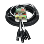 ProX 25 foot dual-XLR patch cable with gold-plated XLR connectors close-up detail view
