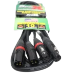 ProX 10 foot dual-XLR patch cable with male and female XLR connectors, secondary angle view