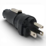 ProX Edison NEMA 5-15P male to True1 female locking power adapter connector detail view