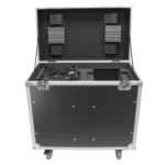 ProX flight case for two 250 style moving head lighting units with dimensional measurements and caster specifications