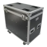 ProX flight case interior padding and latch detail for dual moving head lighting fixtures