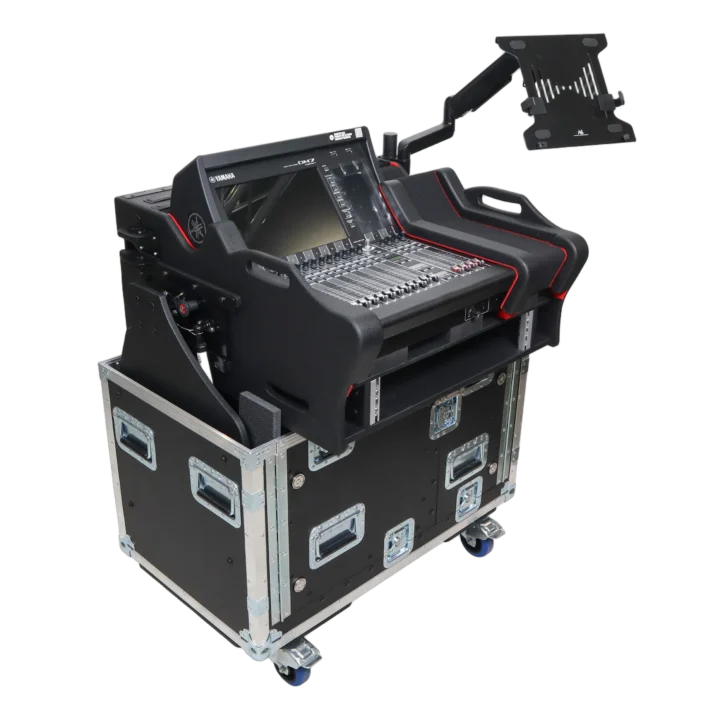 ProX Flip-Ready Console Case for DM7-EX Compact mixer with hydraulic lifting and auto casters