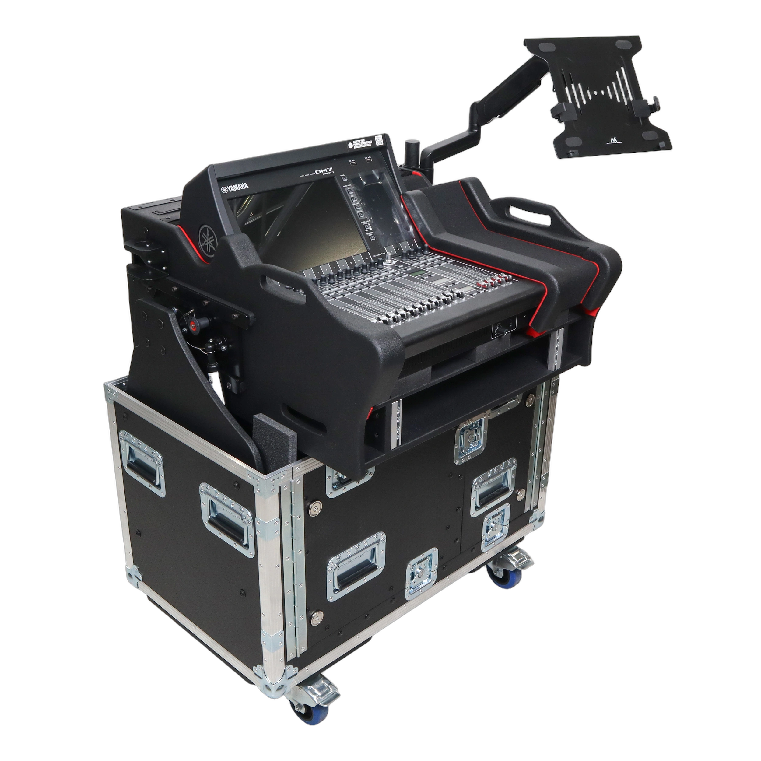 ProX Flip-Ready Console Case DM7-EX Compact Front View ProX Flip-Ready Console Case for DM7-EX Compact mixer with hydraulic lifting and auto casters