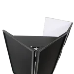 ProX four panel DJ facade black frame corner shelf bracket detail showing construction and mounting hardware