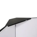 ProX four panel DJ facade dimensional diagram showing height width depth measurements and scrim configuration