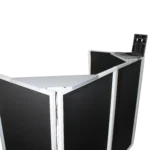 ProX four panel wedding white DJ facade dimensional diagram showing measurements and panel configuration