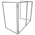 ProX four panel wedding white DJ facade dimensional diagram showing measurements and panel configuration